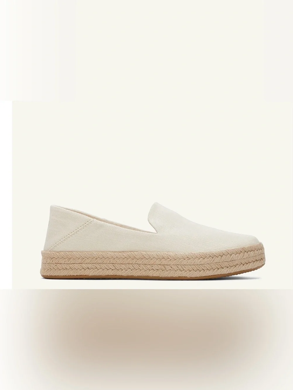 TOMS Carolina Espadrille Slip Ons Off White Twill Cotton Canvas NWOT’s Size 11